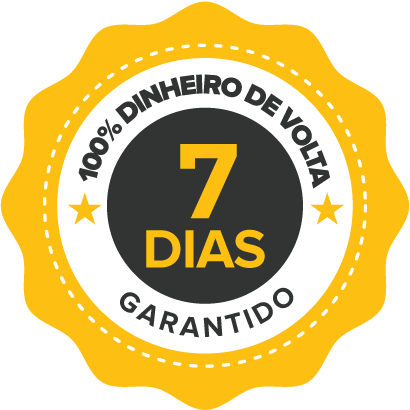 Selo de garantia: 7 dias, 100% do dinheiro de volta